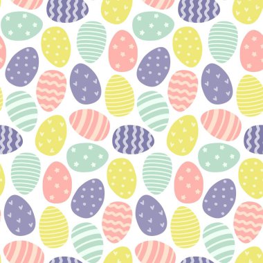Paskalya renkli yumurta ile seamless modeli. Duvar kağıdı, hediye kağıt, web sayfası arka planı, bahar tebrik kartları için mükemmel. Vektör çizim.