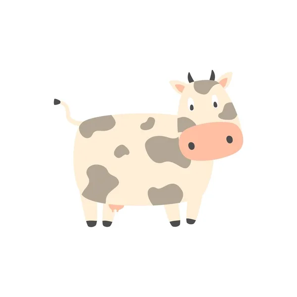 Bonita Vaca Estilo Plano Aislada Sobre Fondo Blanco Ilustración Vectorial — Archivo Imágenes Vectoriales
