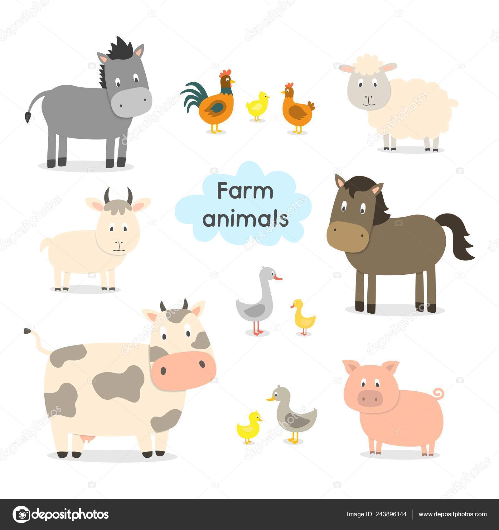 Galinha e porco da vaca ilustração do vetor. Ilustração de fazenda