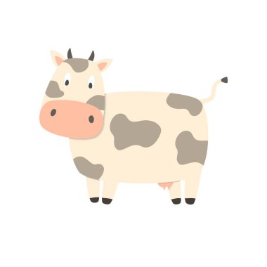 Sevimli inek beyaz arka plan üzerinde. Vektör çizim.