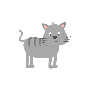 Şirin kedi beyaz arka plan üzerinde. Vektör çizim.