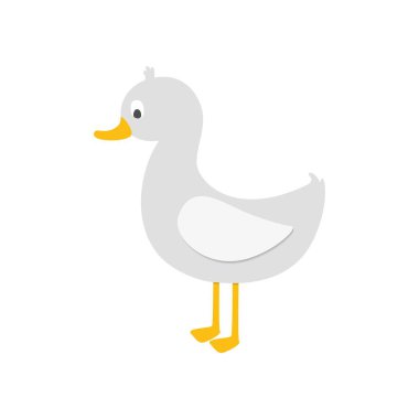 Beyaz arka plan üzerinde sevimli ördek. Vektör çizim.