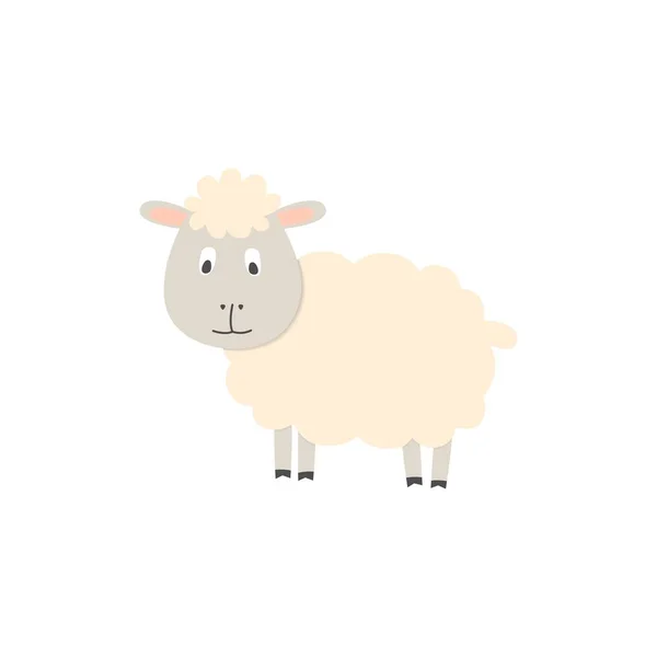 Cute Sheep White Background Vector Illustration — Stock Vector