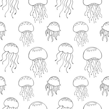 Karikatür denizbalıklarla Dikişsiz desen. Vektör Illustration.