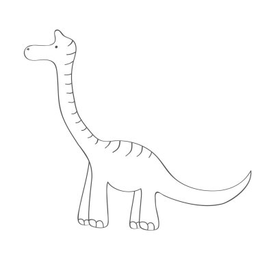 Beyaz bir arka planda karikatür kroki dinozor. Vektör Illustration.