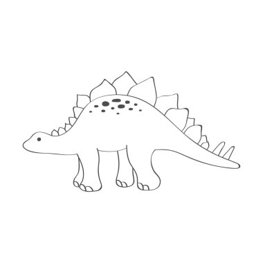 Beyaz bir arka planda karikatür kroki dinozor. Vektör Illustration.