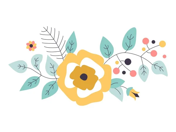 Blumenstrauß Mit Wilden Blumen Handgezeichnete Rustikale Isolierte Objekte Dekorative Einladungskarten — Stockvektor