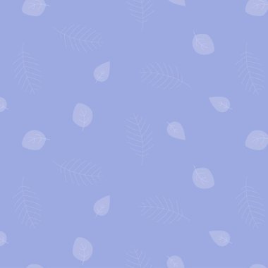 Sevimli vektör yaprağı dikişsiz desen. Yapraklarla soyut baskı. Kumaş, sarma ve tekstil için zarif güzel doğa süsü. Scrapbook mor ve beyaz kağıt.