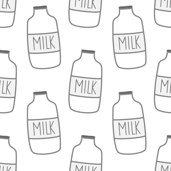 Patrón Sin Costura Con Botellas Leche Plantilla Vectorial Para Papel — Archivo Imágenes Vectoriales