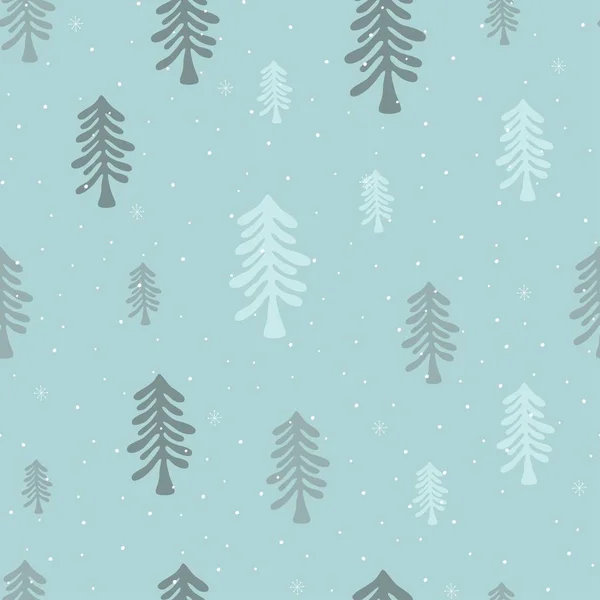 Lindo Patrón Sin Costuras Invierno Con Árbol Navidad Nieve Ilustración — Archivo Imágenes Vectoriales