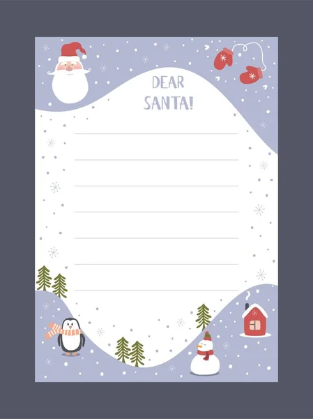 Weihnachtsbrief Von Santa Claus Vorlage Layout Größe Vektorillustration — Stockvektor