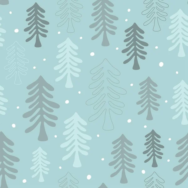 Niedlichen Winter Nahtlose Muster Mit Weihnachtsbaum Und Schnee Vektorillustration — Stockvektor