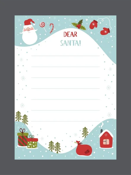 Weihnachtsbrief Von Santa Claus Vorlage Layout Größe Vektorillustration — Stockvektor
