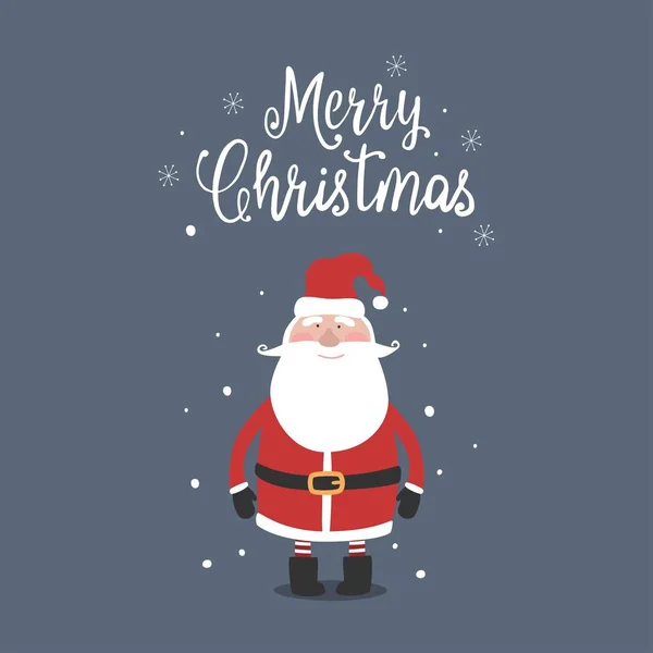 Открытка Милым Санта Клаусом Надписью Счастливого Рождества Векторная Иллюстрация — стоковый вектор