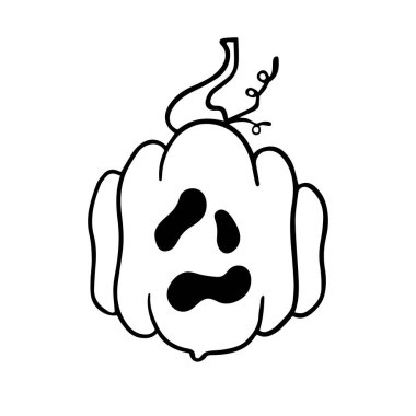 Beyaz arka planda Cadılar Bayramı balkabağı. Mutlu Cadılar Bayramı. Vektör illüstrasyonu.