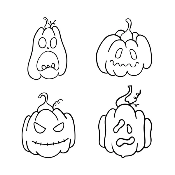 Ensemble Citrouilles Halloween Sur Fond Blanc Joyeuses Vacances Halloween Illustration — Image vectorielle