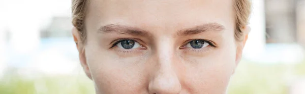 Close Green Eyes Woman Outdoor Day — Stock Photo, Image