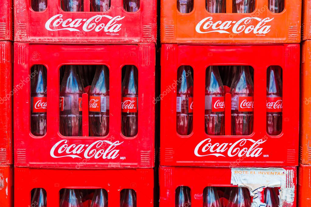 Bocas del toro Panama. March 2018. A view of coca cola crates on the island of Bocas del toro in Panama.