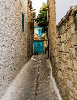 Geleneksel köy Omodos Kıbrıs'ta tipik bir görünümde