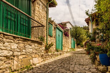 Geleneksel köy Lania Kıbrıs'ta bir görünümde.