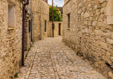 Geleneksel köy Lania Kıbrıs'ta bir görünümde.