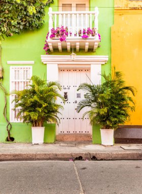 Getsemani Cartagena Kolombiya eski kasabada tipik bir görünümde