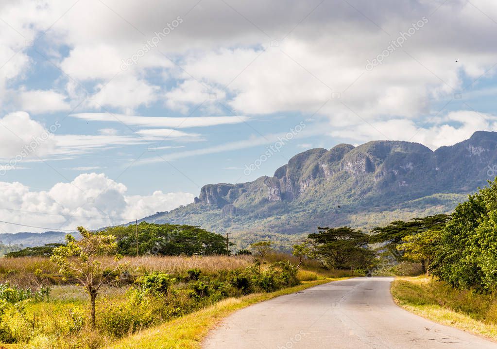 A typical view in Vinales Valley in Cuba.