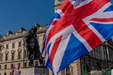 Bir görünümünü winston churchill heykeli Londra'daki
