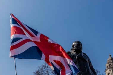 Bir görünümünü winston churchill heykeli Londra'daki