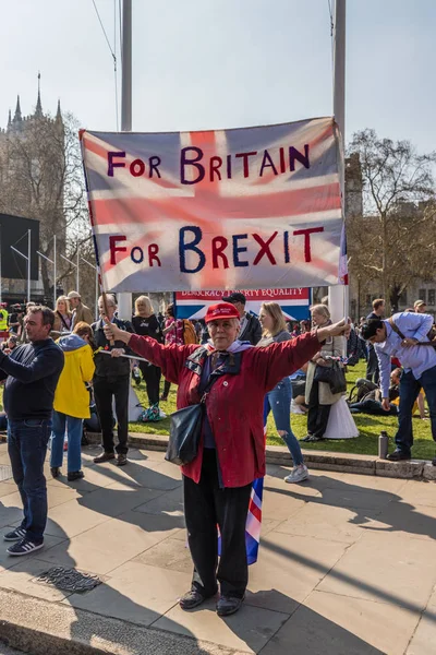 Marschen för brexit supportrar på 29 mars 2019 — Stockfoto