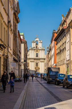 Krakow eski şehir tipik bir görünüm