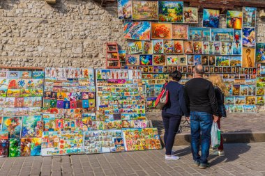 Krakow eski şehir tipik bir görünüm