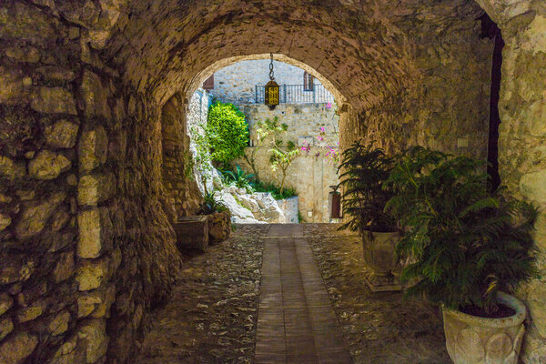 Eze Cote d azure France. 18 June 2019. A view of the narrow streets in the medieval village of Eze in France