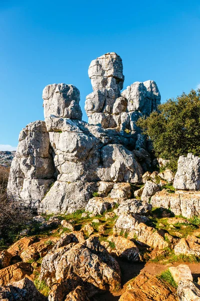 Krasowy Krajobraz Parku Przyrody Torcal Antequera Andaluzja Południowa Hiszpania — Zdjęcie stockowe