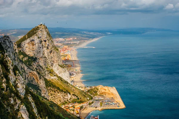 Letecký Pohled Pobřeží Gibraltaru Vrcholku Skály — Stock fotografie