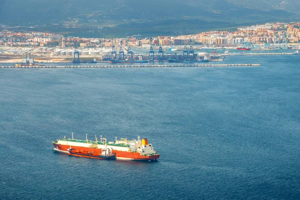 Pohled Přes Námořní Přístav Gibraltaru Vrcholku Skály — Stock fotografie
