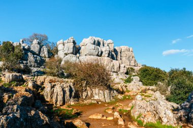 Güzel örnekler karstik peyzaj, El Torcal de Antequera doğal park, Endülüs, İspanya