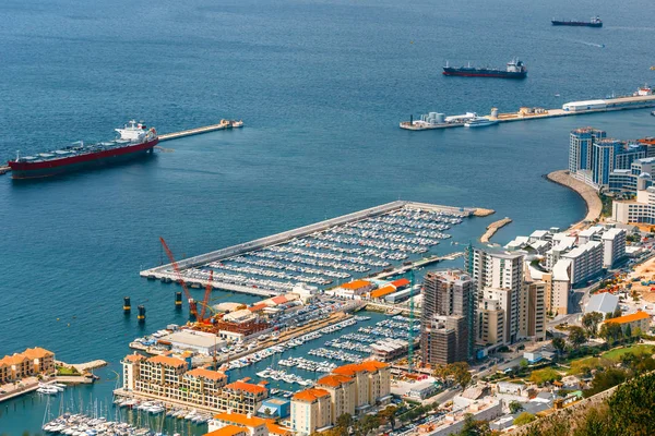 Uitzicht Stad Zee Haven Gibraltar Vanaf Top Van Rots — Stockfoto