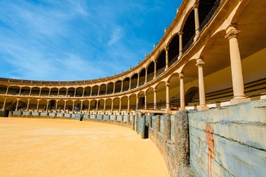 Ronda, İspanya, 05 Nisan 2018: Bullring Ronda, Endülüs, İspanya en eski ve en ünlü boğa güreşi arenada biridir