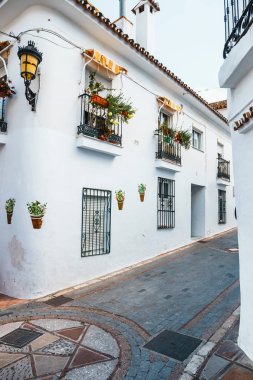 Mijas, Andalusia beyaz köyde beyaz evler, İspanya ile büyüleyici