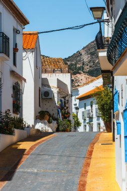 Mijas, Andalusia beyaz köyde beyaz evler, İspanya ile büyüleyici