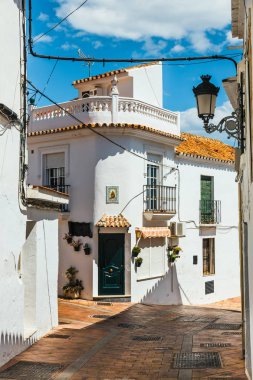 Mijas, Andalusia beyaz köyde beyaz evler, İspanya ile büyüleyici