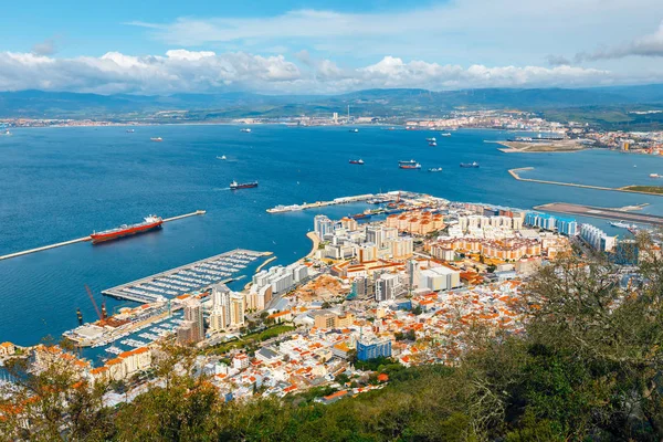 View Gibraltar City Sea Port Top Rock — Stock Photo, Image