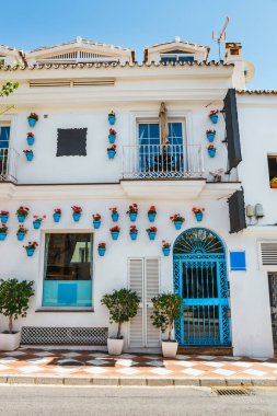 Mijas, Andalusia beyaz köyde beyaz evler, İspanya ile büyüleyici