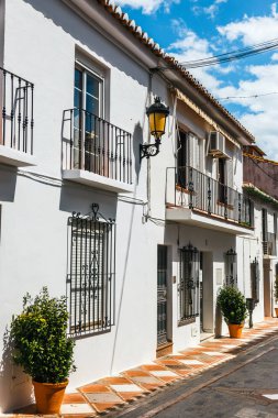 Mijas, Andalusia beyaz köyde beyaz evler, İspanya ile büyüleyici