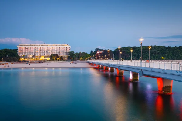 Konkreta Pir Kolobrzeg Polen Lång Exponering Skott Natten — Stockfoto