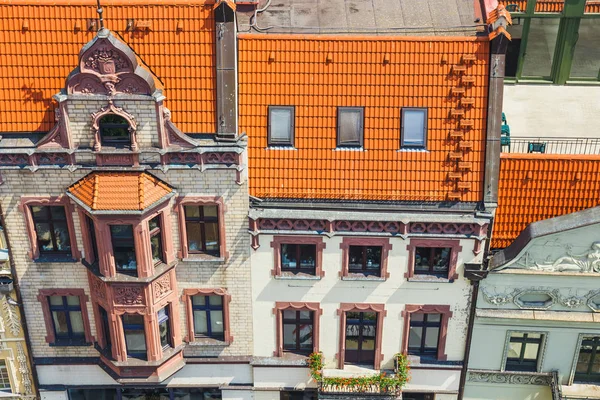 Luchtfoto Van Historische Gebouwen Daken Poolse Middeleeuwse Stad Torun Polen — Stockfoto