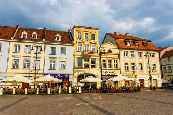 Bydgoszcz, Poland, May 31, 2018: Old town in Bydgoszcz. Bydgoszcz is architecturally rich city, with neo-gothic, neo-baroque, neoclassicist styles present, for which it earned a nickname Little Berlin