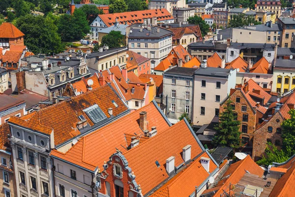 Luftaufnahme Historischer Gebäude Und Dächer Der Polnischen Mittelalterlichen Stadt Torun — Stockfoto
