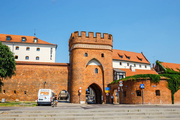 Torun, Poland - June 01, 2018: View of old town in Torun. Torun is birthplace of the astronomer Nicolaus Copernicus.